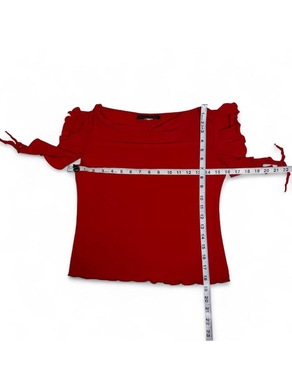 AMERICAN CITY WEAR OFF SHOULDER RUFFLE TOP RED - Picture 4 of 5